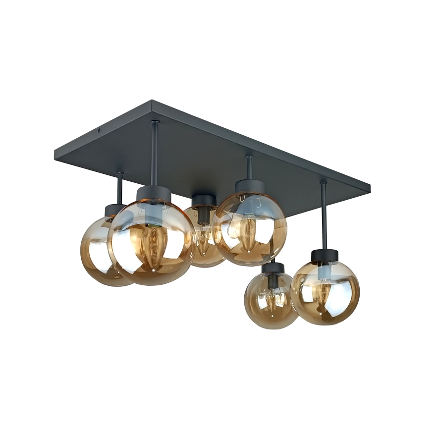 Полилей за повърхностен монтаж DEA 6xE14/60W/230V черен/опушен бежов