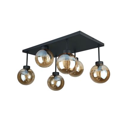 Полилей за повърхностен монтаж DEA 6xE14/60W/230V черен/опушен бежов