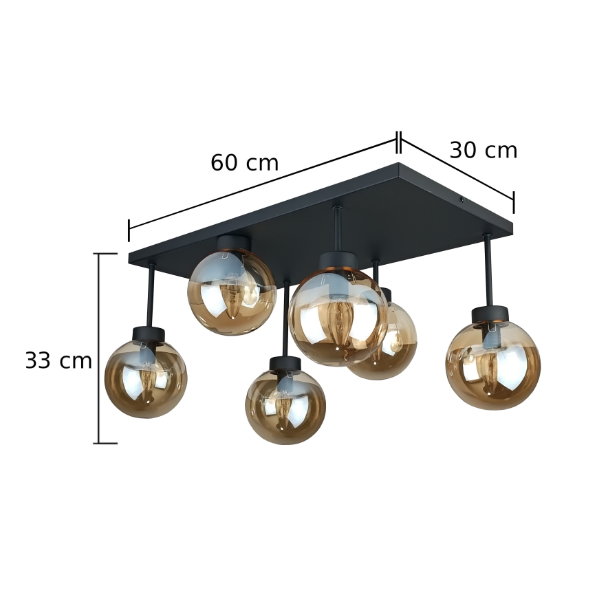 Полилей за повърхностен монтаж DEA 6xE14/60W/230V черен/опушен бежов