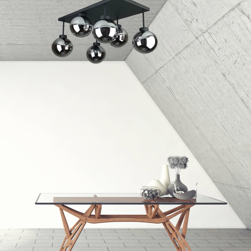 Полилей за повърхностен монтаж DEA 6xE14/60W/230V черен/опушен черен