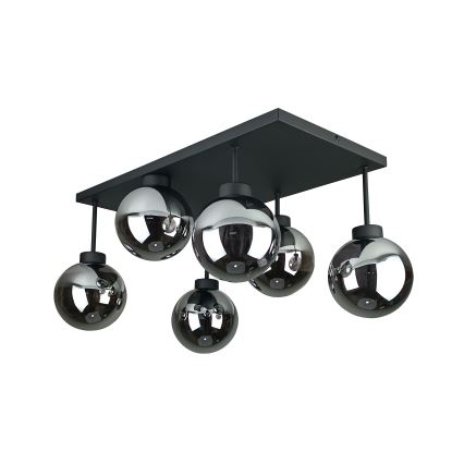 Полилей за повърхностен монтаж DEA 6xE14/60W/230V черен/опушен черен