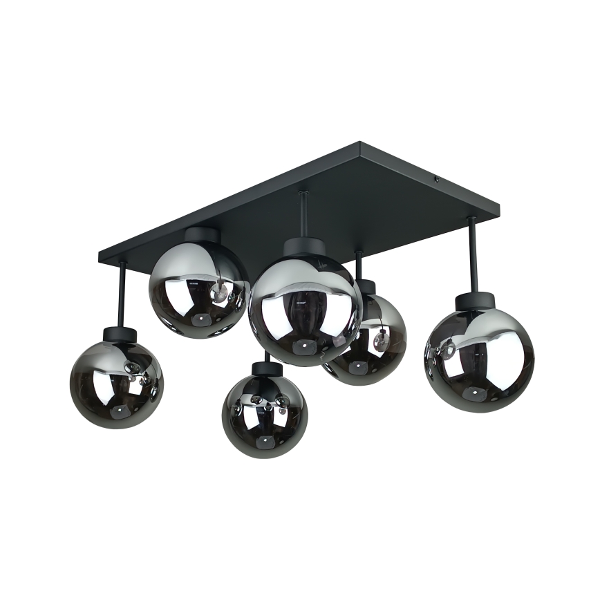 Полилей за повърхностен монтаж DEA 6xE14/60W/230V черен/опушен черен