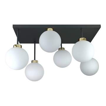 Полилей за повърхностен монтаж DEA 6xE14/60W/230V черен/златист/бял