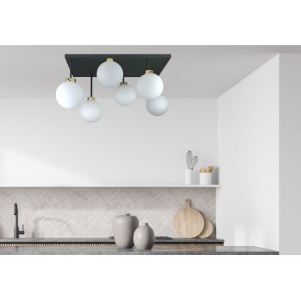 Полилей за повърхностен монтаж DEA 6xE14/60W/230V черен/златист/бял