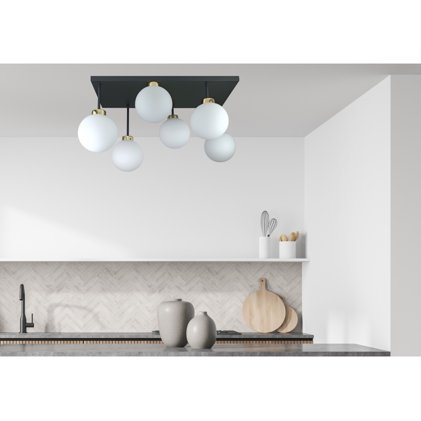 Полилей за повърхностен монтаж DEA 6xE14/60W/230V черен/златист/бял