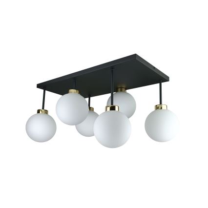 Полилей за повърхностен монтаж DEA 6xE14/60W/230V черен/златист/бял