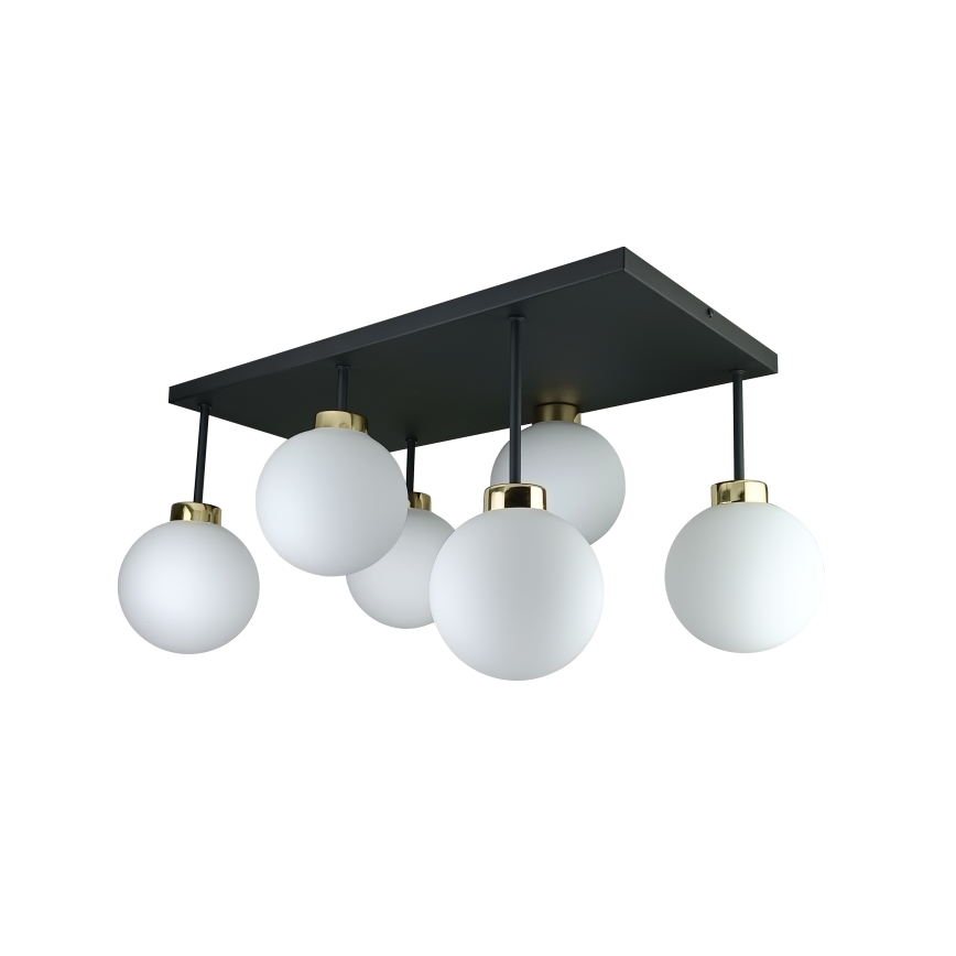 Полилей за повърхностен монтаж DEA 6xE14/60W/230V черен/златист/бял