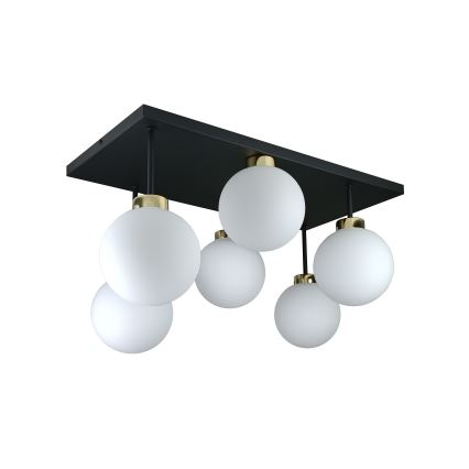 Полилей за повърхностен монтаж DEA 6xE14/60W/230V черен/златист/бял