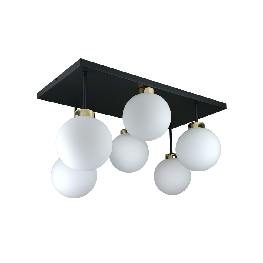 Полилей за повърхностен монтаж DEA 6xE14/60W/230V черен/златист/бял