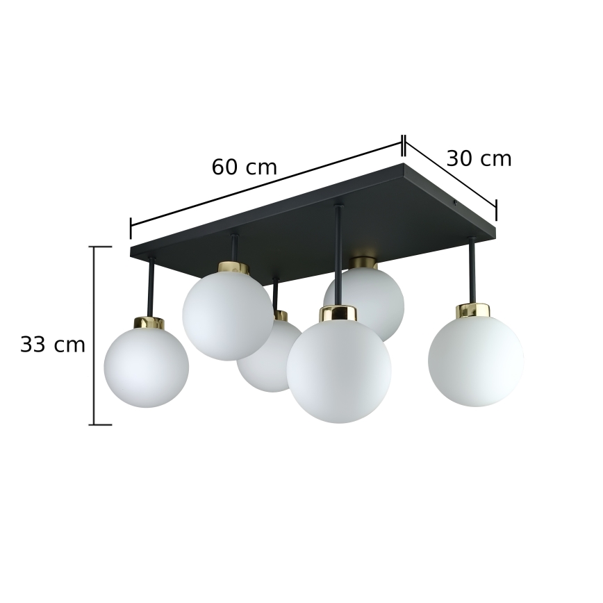 Полилей за повърхностен монтаж DEA 6xE14/60W/230V черен/златист/бял