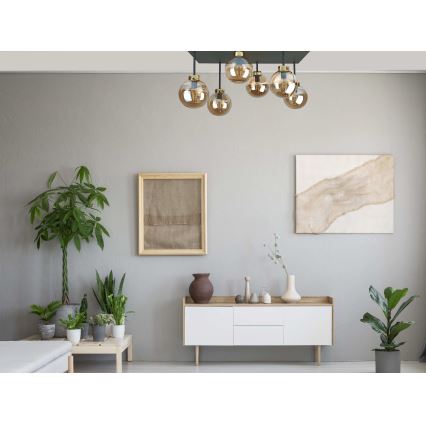 Полилей за повърхностен монтаж DEA 6xE14/60W/230V черен/златист/опушен бежов