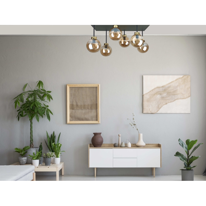 Полилей за повърхностен монтаж DEA 6xE14/60W/230V черен/златист/опушен бежов