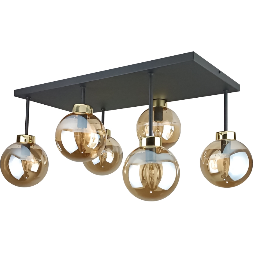 Полилей за повърхностен монтаж DEA 6xE14/60W/230V черен/златист/опушен бежов