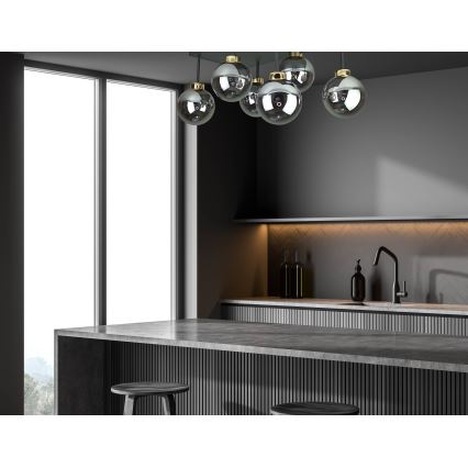 Полилей за повърхностен монтаж DEA 6xE14/60W/230V черен/златист/опушен черен