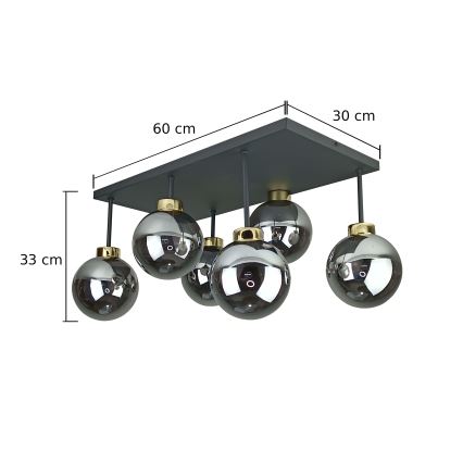 Полилей за повърхностен монтаж DEA 6xE14/60W/230V черен/златист/опушен черен