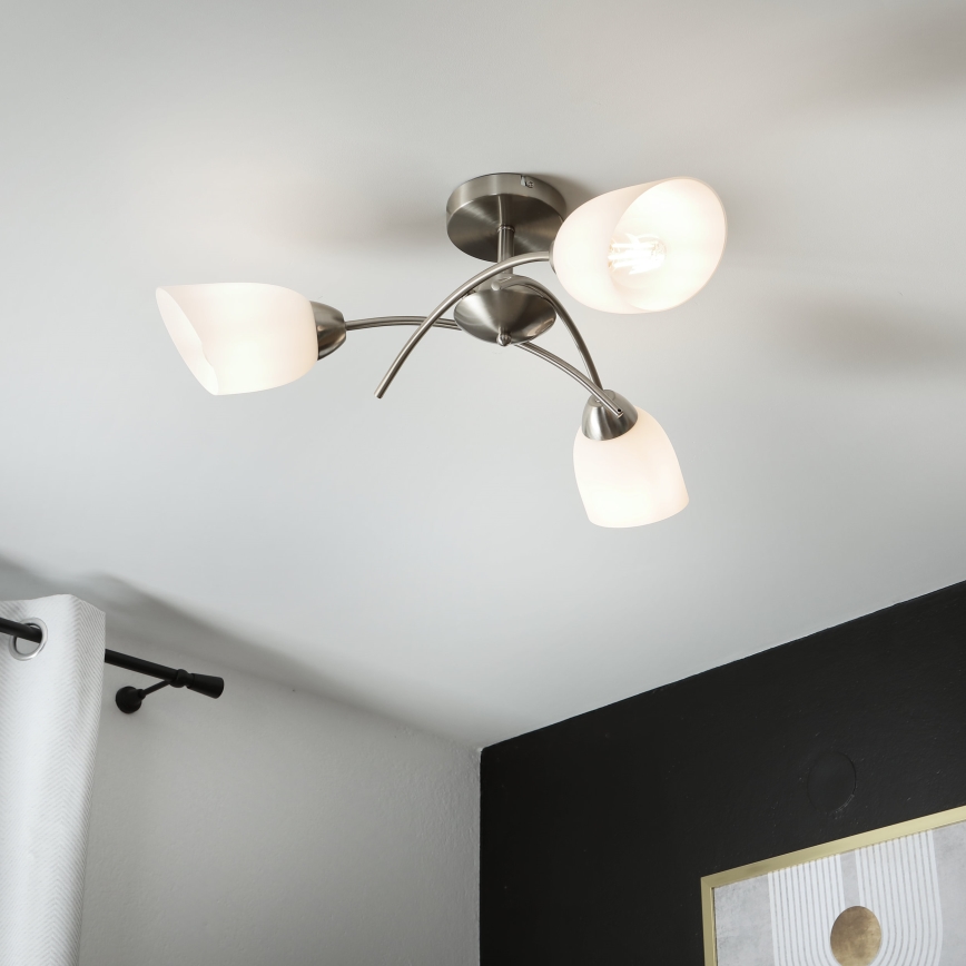 Полилей за повърхностен монтаж DONNA 3xE27/60W/230V никел