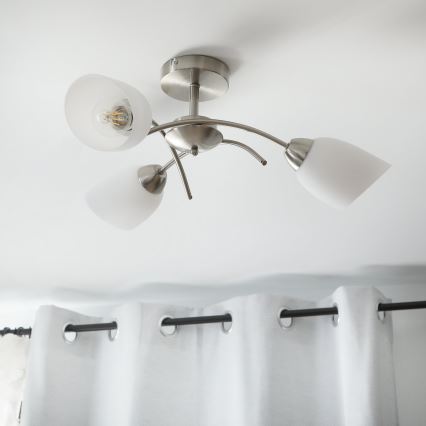 Полилей за повърхностен монтаж DONNA 3xE27/60W/230V никел