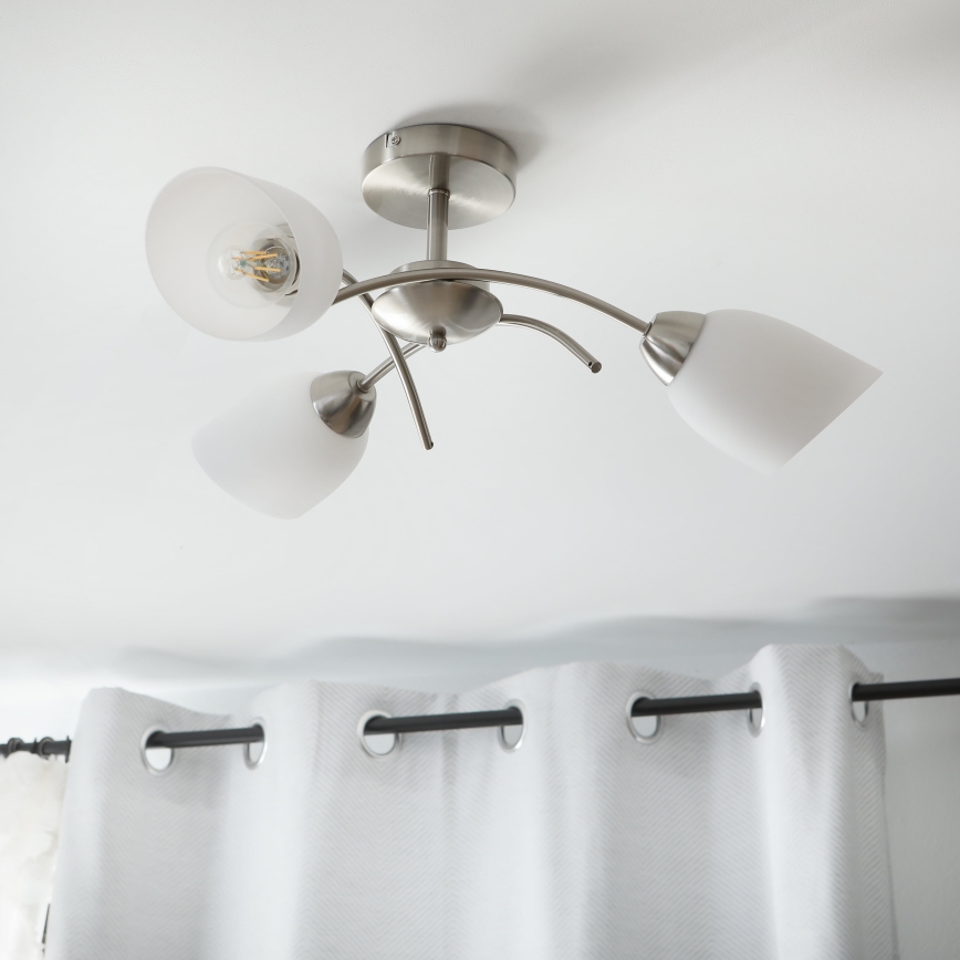 Полилей за повърхностен монтаж DONNA 3xE27/60W/230V никел