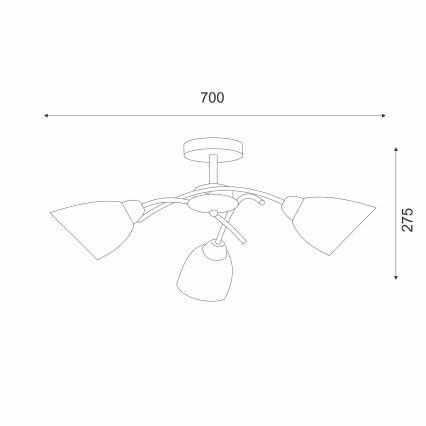 Полилей за повърхностен монтаж DONNA 3xE27/60W/230V никел