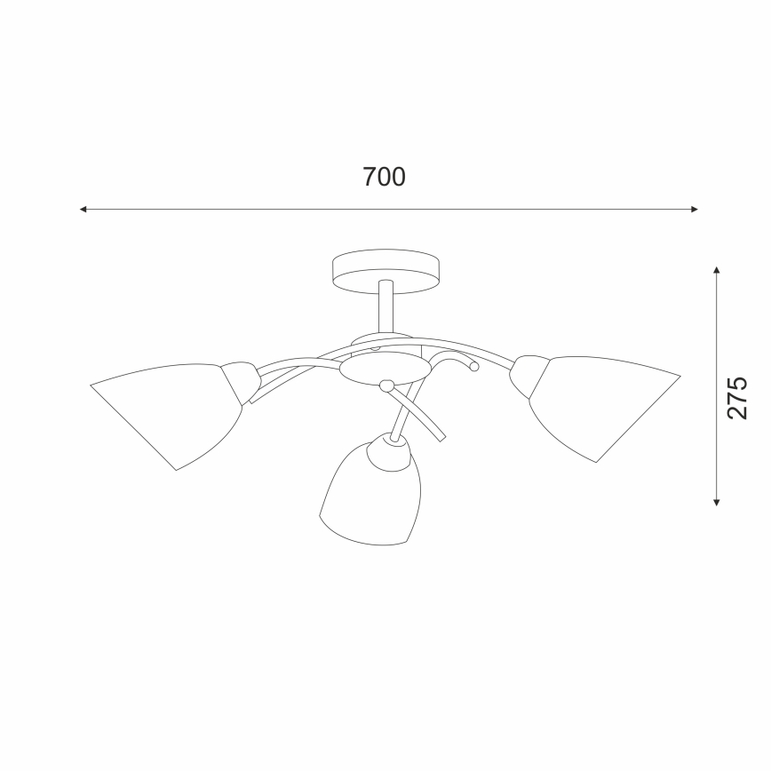 Полилей за повърхностен монтаж DONNA 3xE27/60W/230V никел