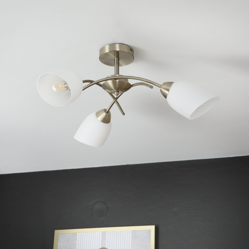 Полилей за повърхностен монтаж DONNA 3xE27/60W/230V патина