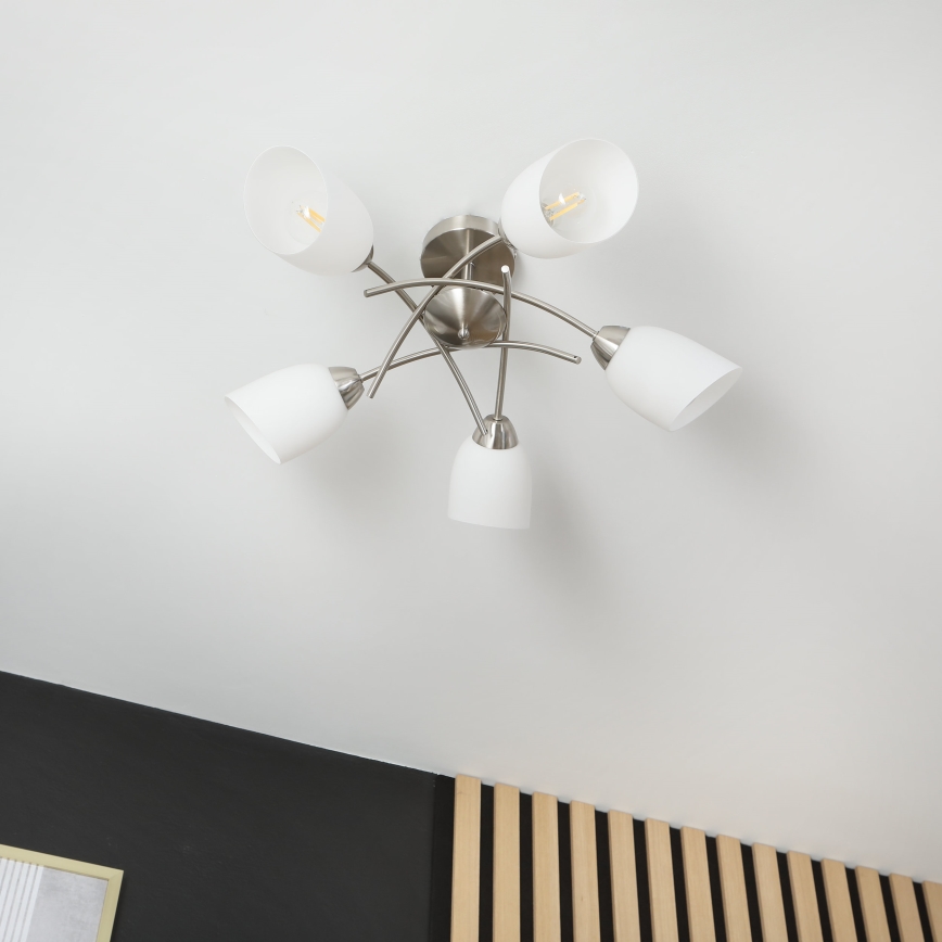 Полилей за повърхностен монтаж DONNA 5xE27/60W/230V никел