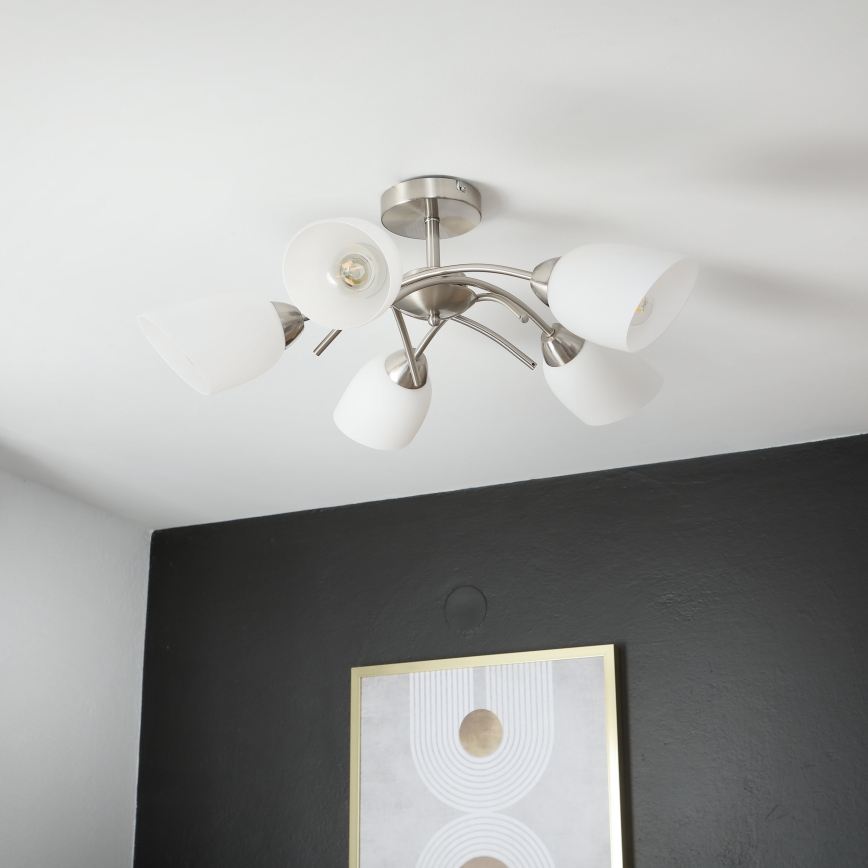 Полилей за повърхностен монтаж DONNA 5xE27/60W/230V никел