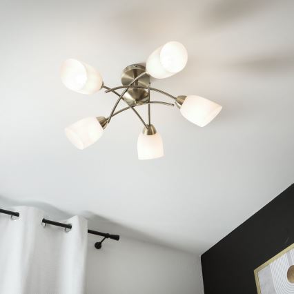 Полилей за повърхностен монтаж DONNA 5xE27/60W/230V патина