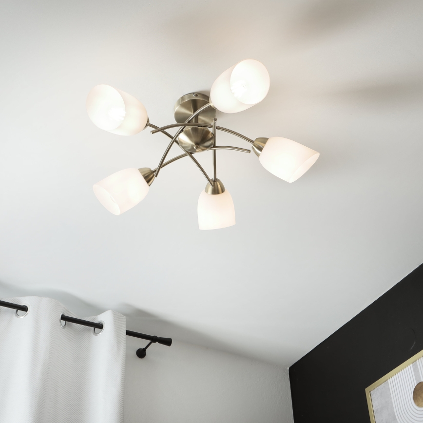 Полилей за повърхностен монтаж DONNA 5xE27/60W/230V патина