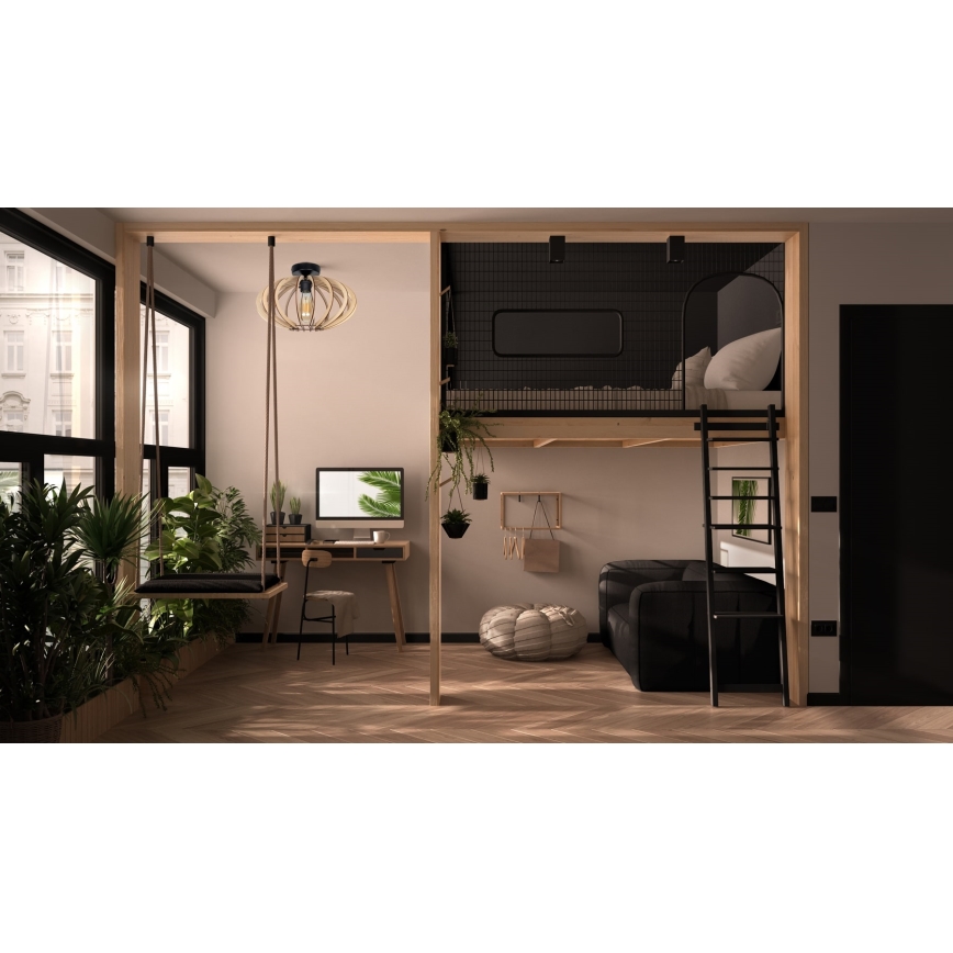 Полилей за повърхностен монтаж EARTH 1xE27/60W/230V черен/бежов