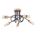 Полилей за повърхностен монтаж EMBER 5xE27/15W/230V черен/бежов/бук