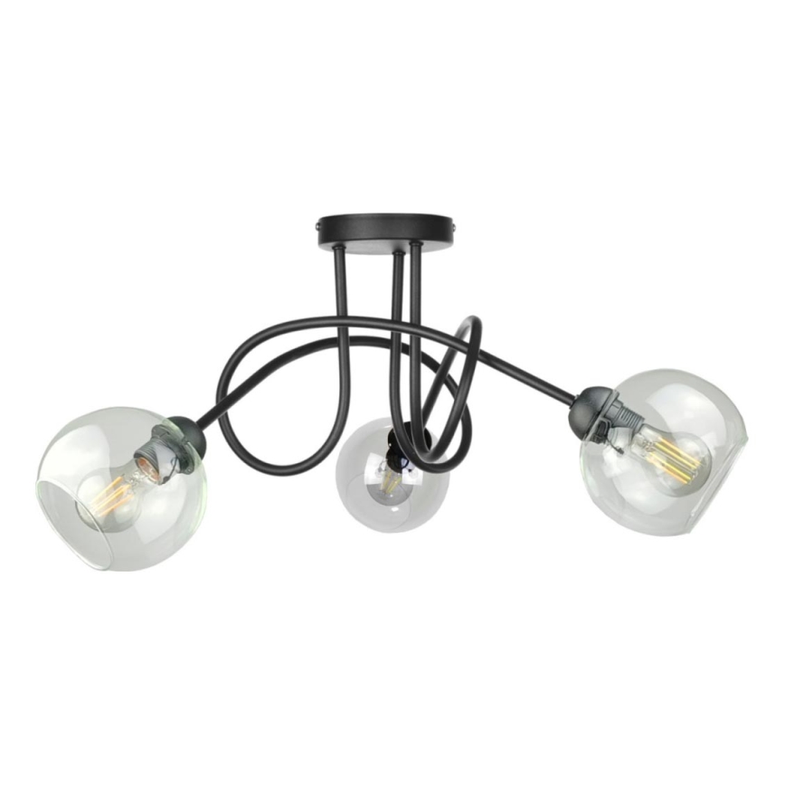 Полилей за повърхностен монтаж EVIE 3xE27/60W/230V черен/прозрачен