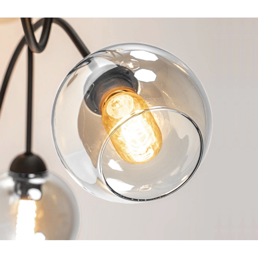 Полилей за повърхностен монтаж EVIE 3xE27/60W/230V черен/прозрачен