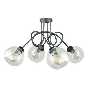 Полилей за повърхностен монтаж EVIE 4xE27/60W/230V антрацит/прозрачен