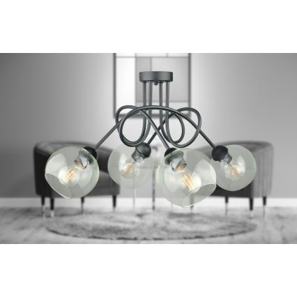 Полилей за повърхностен монтаж EVIE 4xE27/60W/230V антрацит/прозрачен