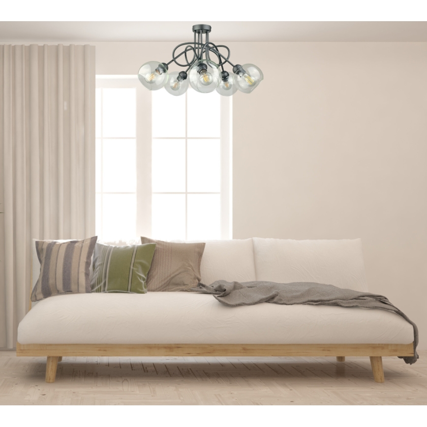 Полилей за повърхностен монтаж EVIE 5xE27/60W/230V антрацит/прозрачен