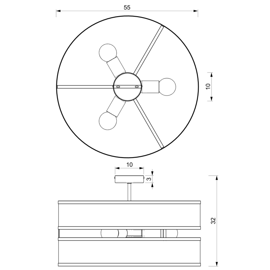 Полилей за повърхностен монтаж GLUM 3xE27/60W/230V черен