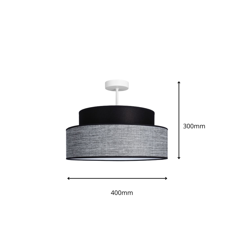 Полилей за повърхностен монтаж GRACE 1xE27/60W/230V черен/сив