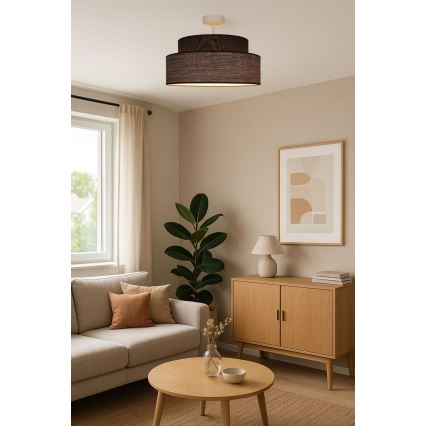 Полилей за повърхностен монтаж GRACE 1xE27/60W/230V Ø 40 см кафяв/бежов