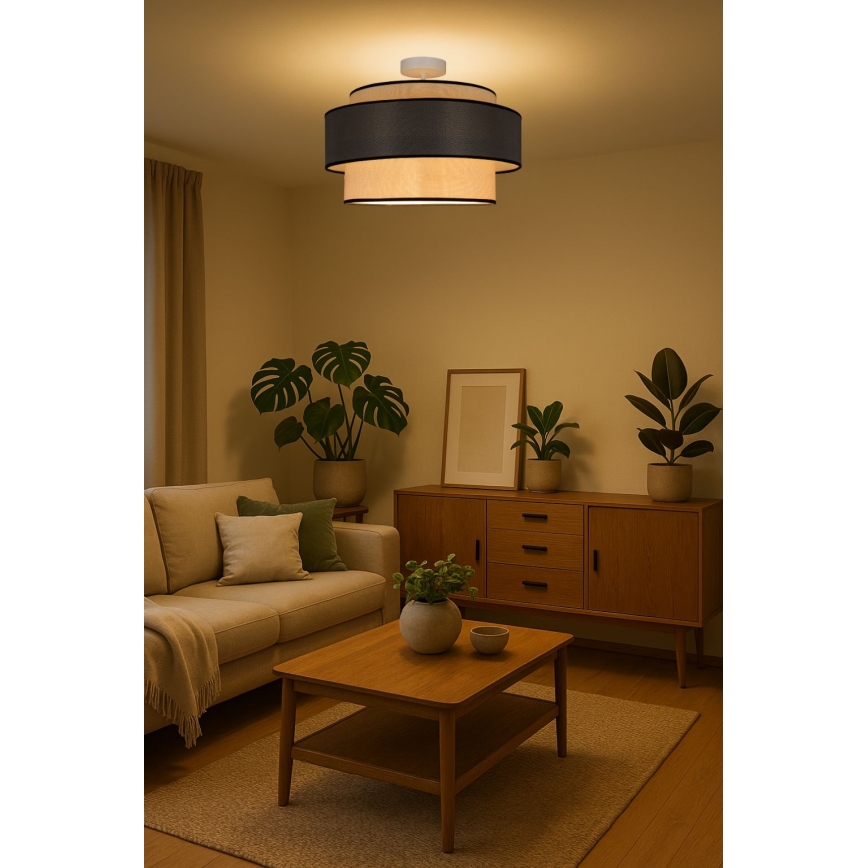 Полилей за повърхностен монтаж GRACE 1xE27/60W/230V Ø 40 см кремав/сив