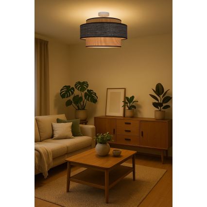 Полилей за повърхностен монтаж GRACE 1xE27/60W/230V Ø 40 см кремав/кафяв