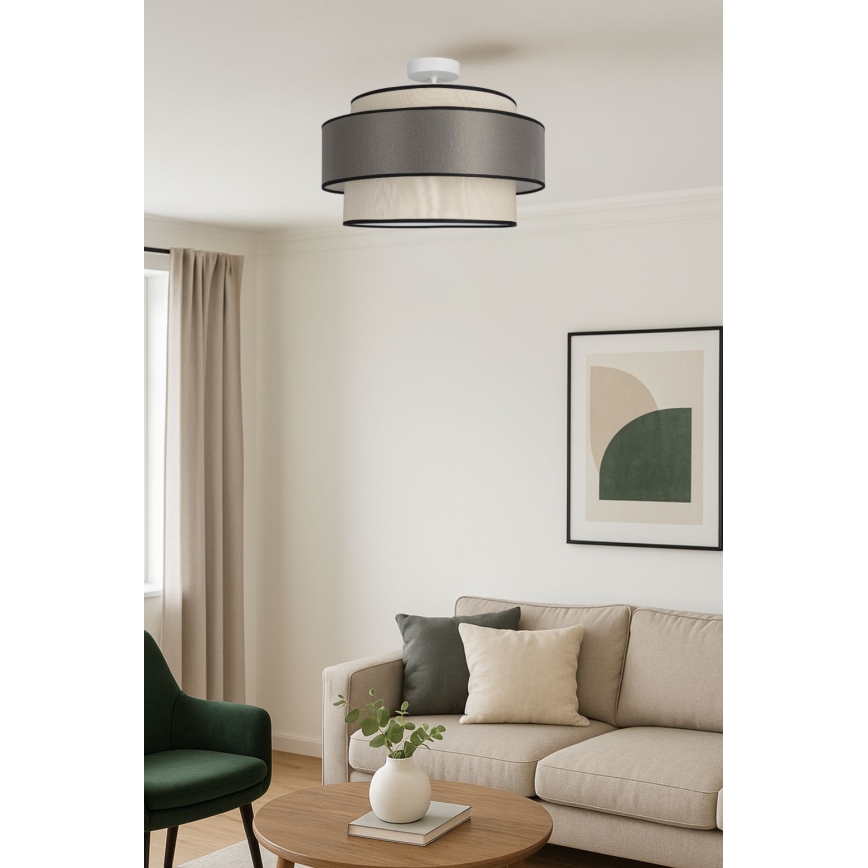 Полилей за повърхностен монтаж GRACE 1xE27/60W/230V кремав/сив