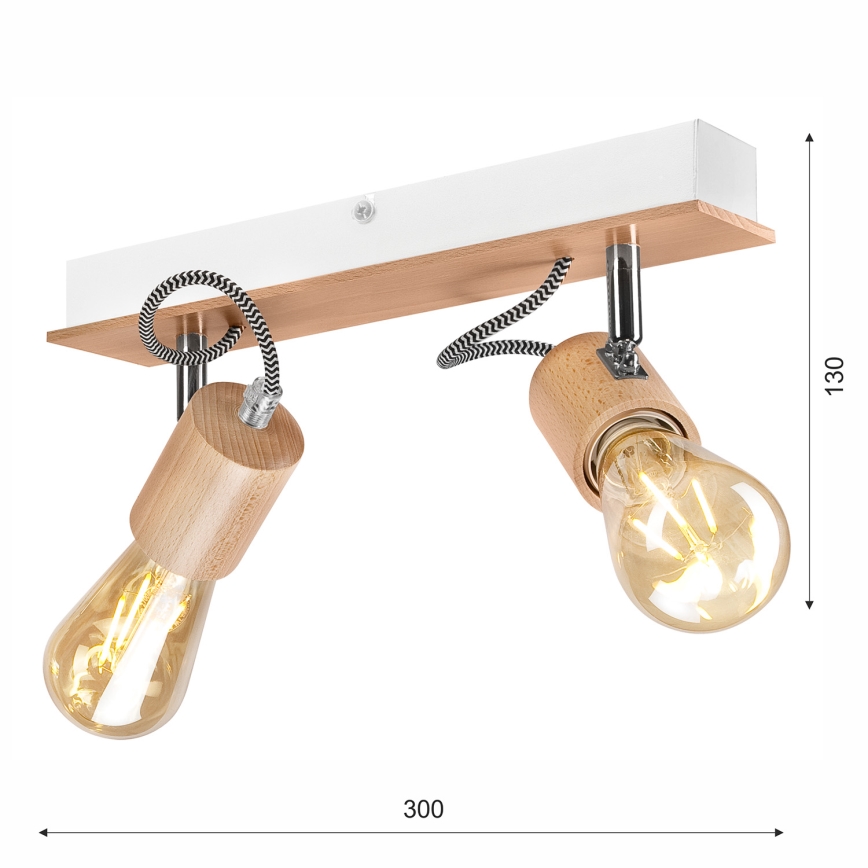 Полилей за повърхностен монтаж GUSTAVO 2xE27/60W/230V бук