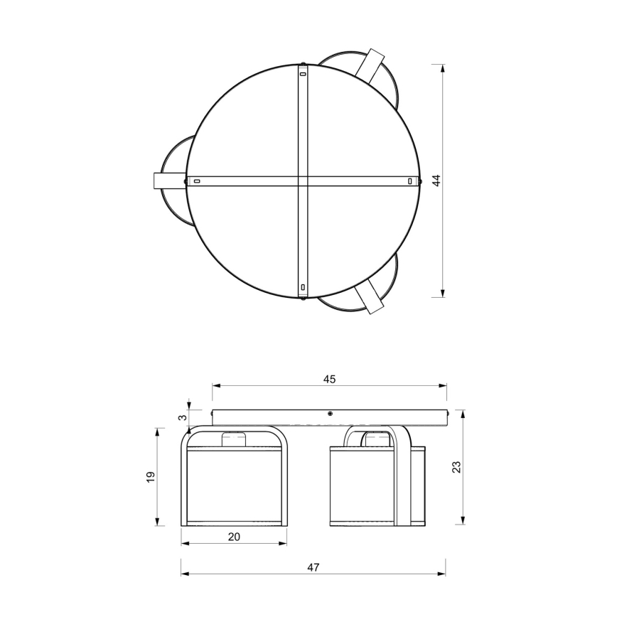 Полилей за повърхностен монтаж JONKO 3xE27/60W/230V
