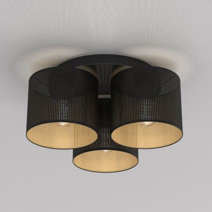 Полилей за повърхностен монтаж LOFT SHADE 3xE27/60W/230V черен/златист