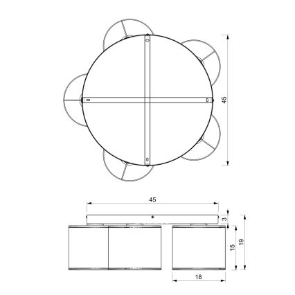 Полилей за повърхностен монтаж LOFT SHADE 5xE27/60W/230V черен/златист