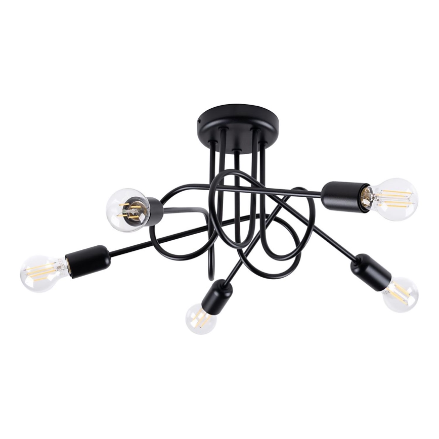 Полилей за повърхностен монтаж LOOP 5xE27/15W/230V черен