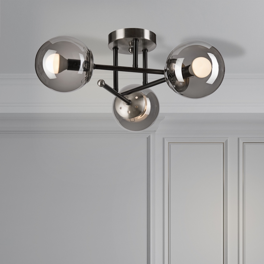 Полилей за повърхностен монтаж MALENA 3xE14/5W/230V черен/опушен