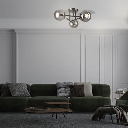 Полилей за повърхностен монтаж MALENA 3xE14/5W/230V черен/опушен