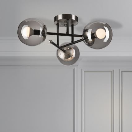 Полилей за повърхностен монтаж MALENA 3xE14/5W/230V черен/опушен